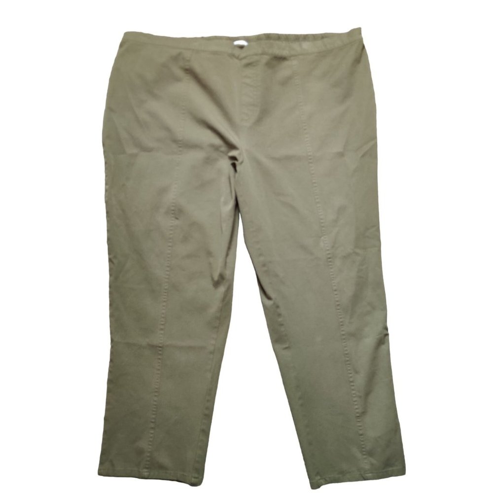 Isaac Mizrahi Live Womens Plus Size Ankle Pants Straight Leg Olive Green Sz 28W